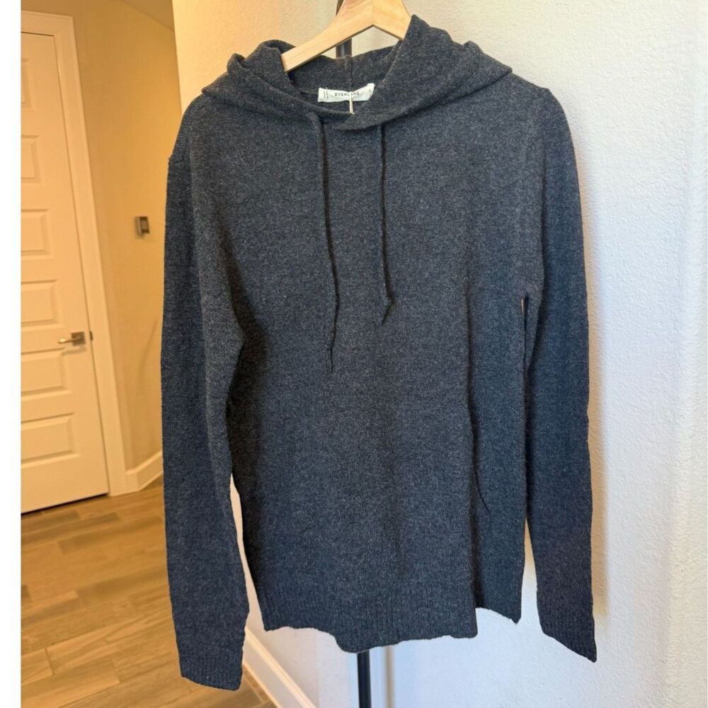 NWT Everlane Felted Merino Wool Hoodie Mens S Charcoal Gray Sweater $148 MSRP